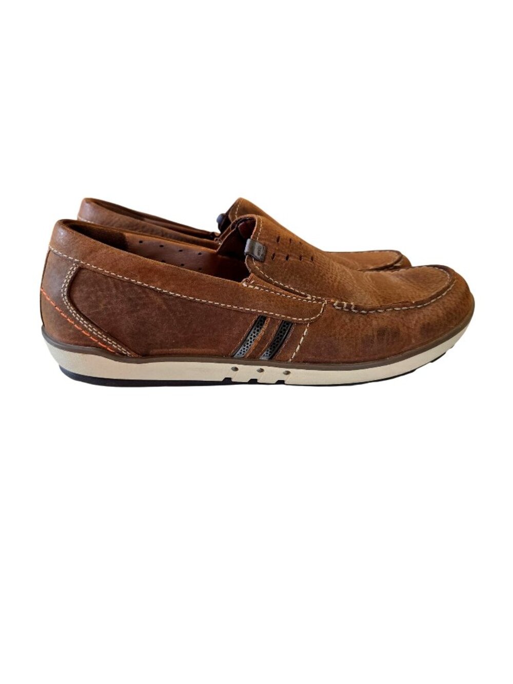Clarks Unstructured Brown Leather Slip-On Loafers For Men Casual Comfort Shoes